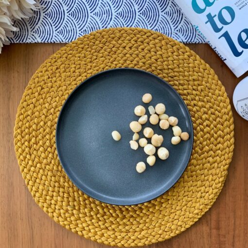 Mustard-Hued Round Placemats Handcrafted Heat-Resistant Straw Wicker Mats for Dining Elegance - Image 2