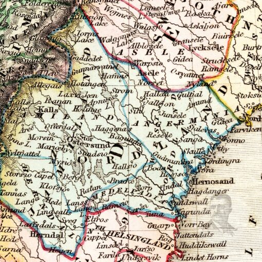 Vintage 1832 Sweden and Norway Map Art - Framed or Canvas - Image 4