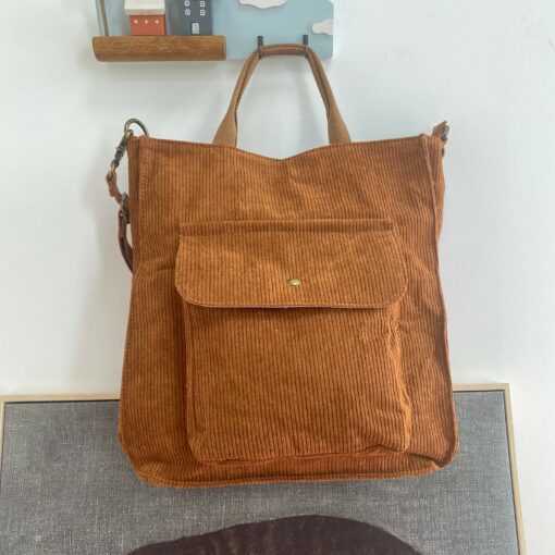 Corduroy Shoulder Bag The Perfect Tote for Shopping and Everyday Use - Image 4