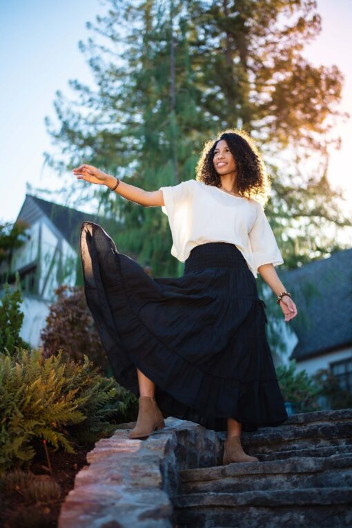 Tiered Pocket Skirt Boho Maxi Comfort in All-Natural Cotton - Image 3