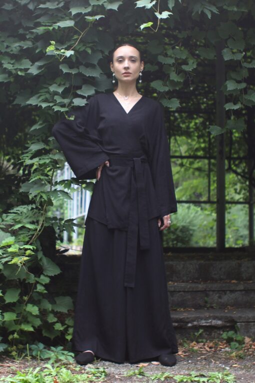 Flowy and Free High-Waisted, Elastic Waist Wide-Leg Trousers for Effortless Style - Image 6