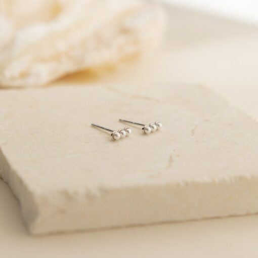 Beaded Pearl Bar Earrings Minimalist Dainty Studs for Second Hole, Perfect Gift (ER176) - Image 5