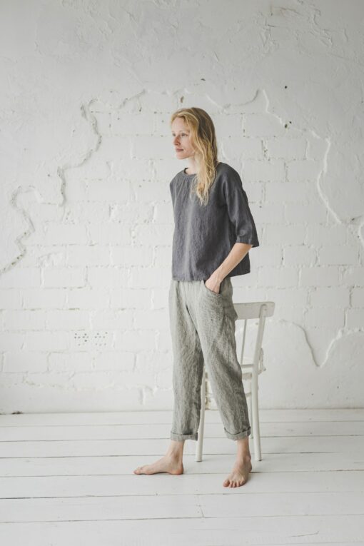 Breezy Linen Kimono Blouse Elevate Your Wardrobe with Casual Elegance - Image 5