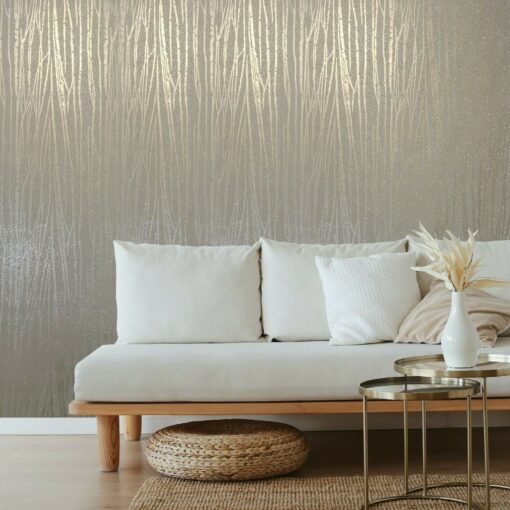 Shimmering Bronze Zebra Lines Elevate Your Walls with 3D Sparkle Glitter Wallpaper - Image 3