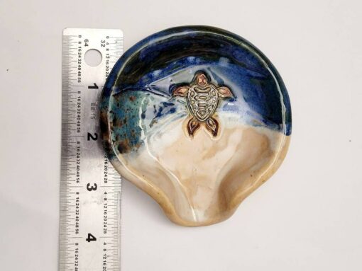 Blue Sea Turtle Spoon Rest and Teabag Holder Handmade Ocean-Themed Pottery for Coastal Decor - Image 2