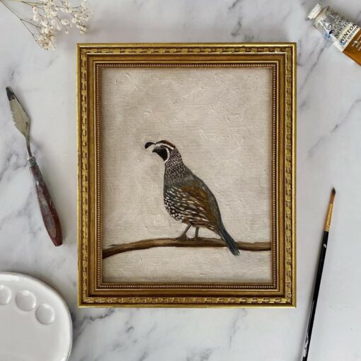 Unveiling the Rustic Charm Vintage Quail Oil Painting Print for Wildlife Enthusiasts - Image 2