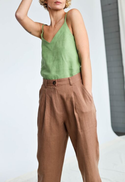 Boxy Linen Tapered Leg Trousers Effortless Style, Ready to Ship - Image 6