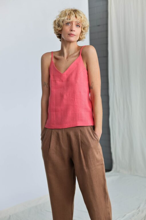 Boxy Linen Tapered Leg Trousers Effortless Style, Ready to Ship - Image 3