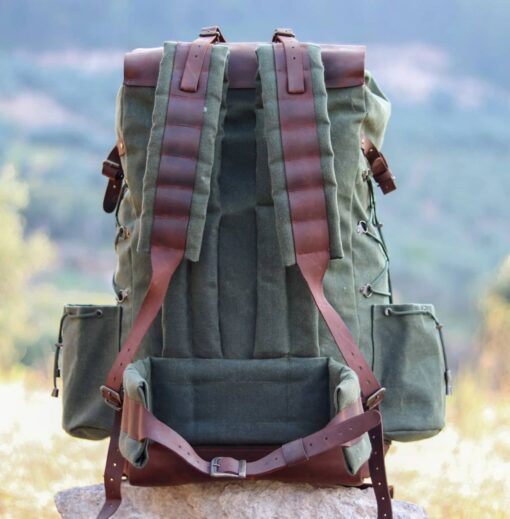 Genuine Leather and Waxed Canvas Backpack Your Rugged Companion for Adventure - Image 4