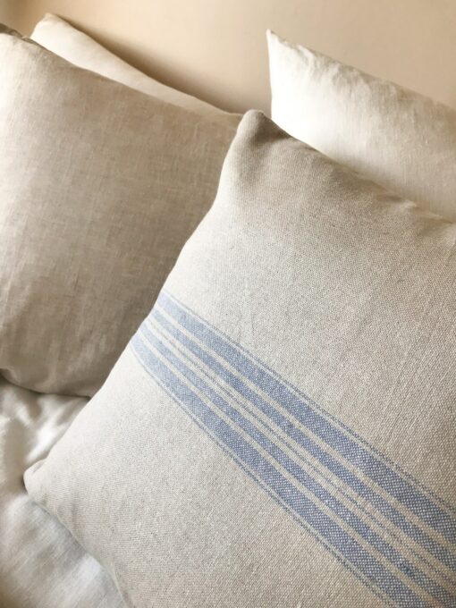 Rustic Linen Pillowcase Duo Blue Striped Elegance for Your Home - Image 3