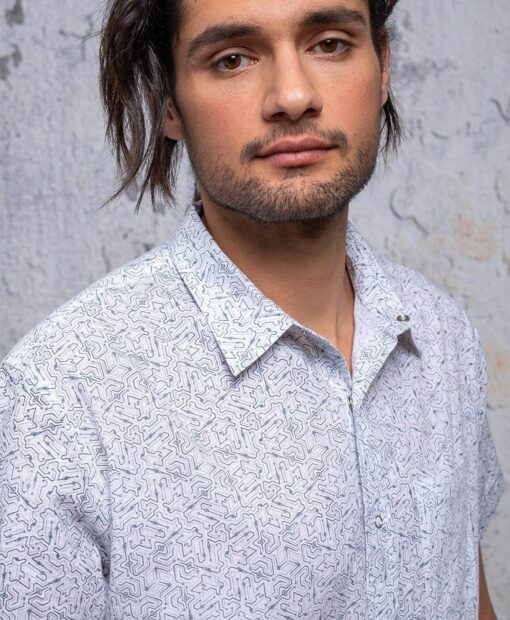Psychedelic Men's Button-Down Geometric Print, Short Sleeve, Perfect Father's Day Gift - Image 6