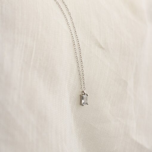 Caitlyn's Minimalist Emerald Cut Diamond Necklace A Timeless Treasure for Bridesmaids and Beyond - Image 6