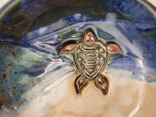 Blue Sea Turtle Spoon Rest and Teabag Holder Handmade Ocean-Themed Pottery for Coastal Decor - Image 4