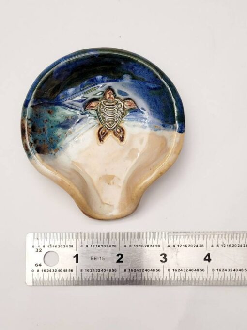 Blue Sea Turtle Spoon Rest and Teabag Holder Handmade Ocean-Themed Pottery for Coastal Decor - Image 5