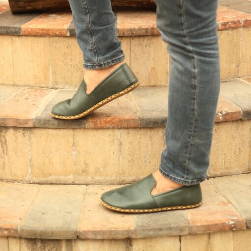 Grounding Shoes for Men Green Wide Toe Box Barefoot Shoes with Copper Rivets for Enhanced Grounding - Image 4