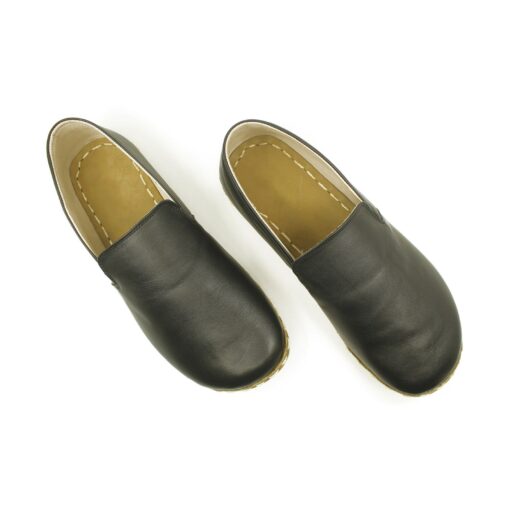 Grounding Minimalist Handmade Flat Shoes Experience the Earth's Energy in Black Leather - Image 5