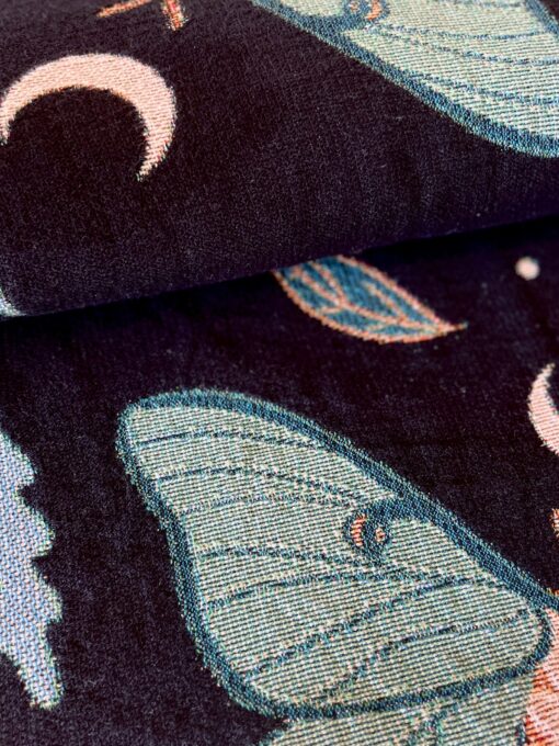 Luna Moths Jacquard Blanket 100% Cotton, Woven in the USA, Queen Size (60" x 80") with Fringed Edge - Image 5