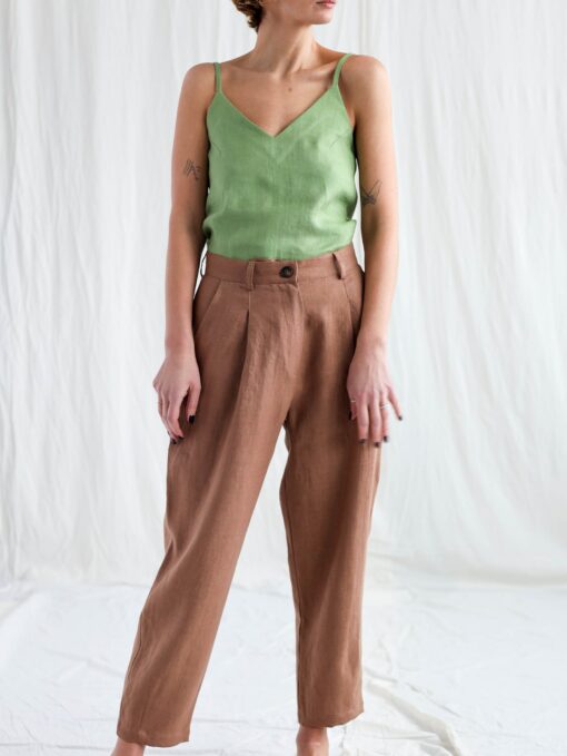 Boxy Linen Tapered Leg Trousers Effortless Style, Ready to Ship - Image 5