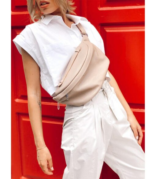 Versatile Leather Fanny Pack Belt Bag with Removable Strap for Hands-Free Convenience - Image 6