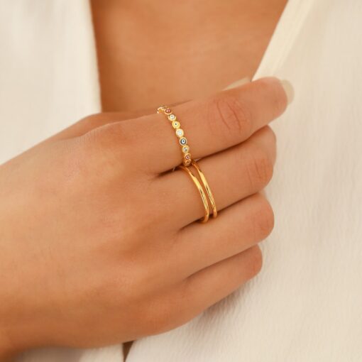 Rainbow Enamel Evil Eye Ring Protect Your Style with Boho Charm - Image 6
