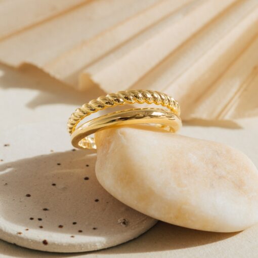 Gold Twist Ring Stackable Duo Ring by CaitlynMinimalist - Image 2