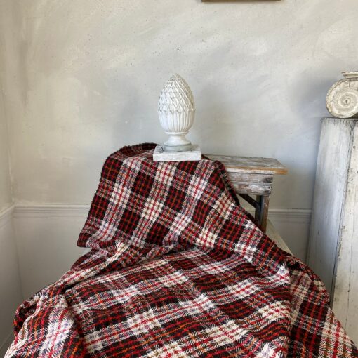 Antique Handwoven Plaid Wool Blanket A Timeless European Heirloom for Your Home - Image 5