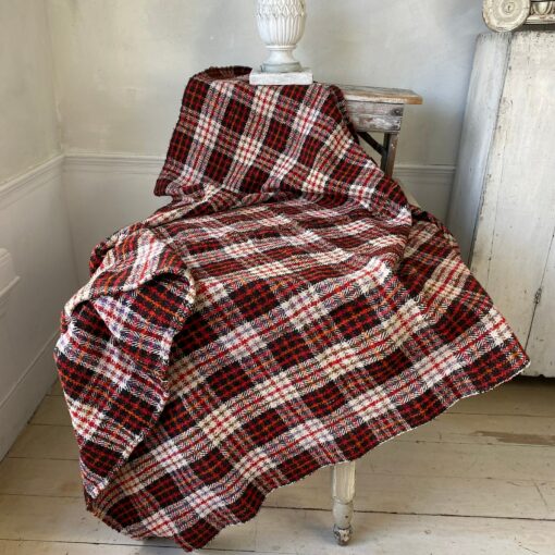 Antique Handwoven Plaid Wool Blanket A Timeless European Heirloom for Your Home - Image 3