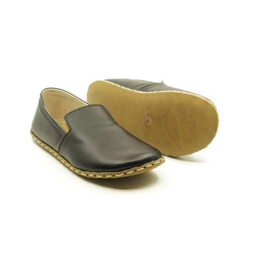 Grounding Minimalist Handmade Flat Shoes Experience the Earth's Energy in Black Leather - Image 6