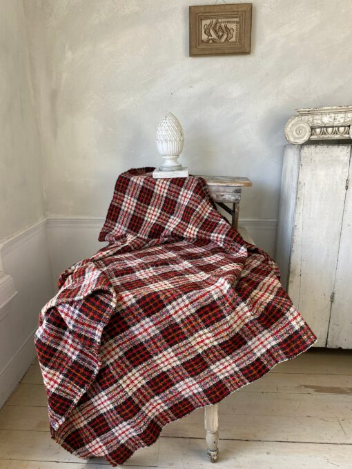 Antique Handwoven Plaid Wool Blanket A Timeless European Heirloom for Your Home - Image 4