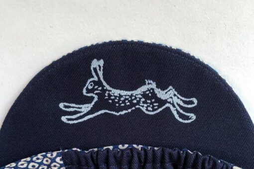 Tortoise and Hare Cycling Cap Japanese Cotton, Handmade, Four-Panel, Navy Seigaiha Wave Pattern - Image 6