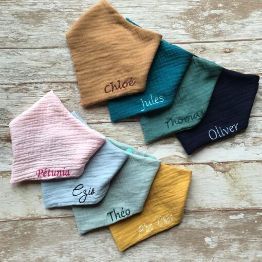 Personalized Embroidered Baby Bibs Custom Name, Bandana, and Birthday Bibs for Neutral Baby Showers - Image 3