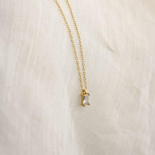 Caitlyn's Minimalist Emerald Cut Diamond Necklace A Timeless Treasure for Bridesmaids and Beyond - Image 2