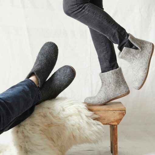 Cozy Comfort Fair Trade Eco Felt Slipper Boots with Suede Soles for All - Image 2