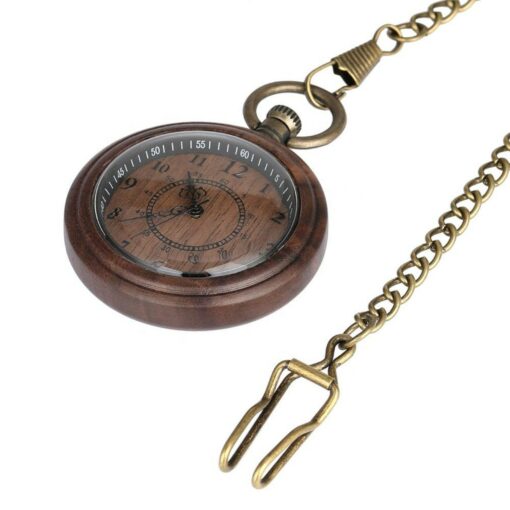 Timeless Elegance Engraved Wooden Pocket Watch, A Sustainable Gift for the Modern Man - Image 2