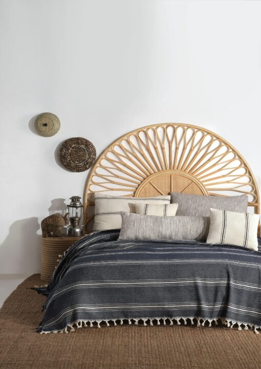 Boho Bliss Navy Blue and Cream Woven Cotton Bedspread for King Size, Perfect for Summer Nights and Mother's Day - Image 4