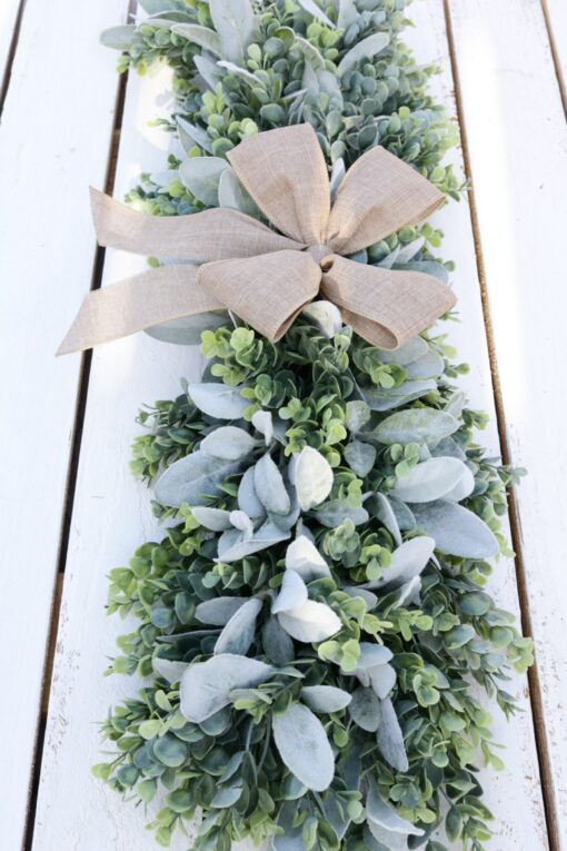 Rustic Farmhouse Charm Lambs Ear and Eucalyptus Swag for Year-Round Greenery - Image 2