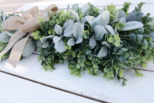Rustic Farmhouse Charm Lambs Ear and Eucalyptus Swag for Year-Round Greenery - Image 3