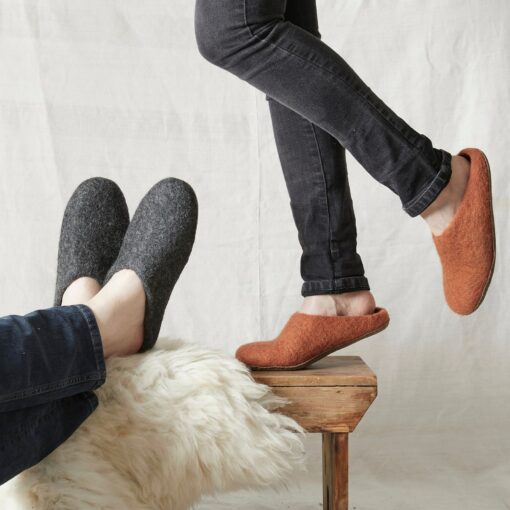 Cozy Comfort Fair Trade Eco Felt Mule Slippers with Suede Sole - Image 2