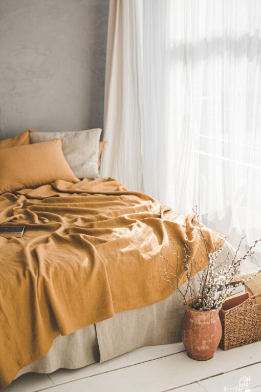 Organic Linen Bedspread Softened Heavyweight Linen Coverlet for a Luxurious Night's Sleep - Image 6