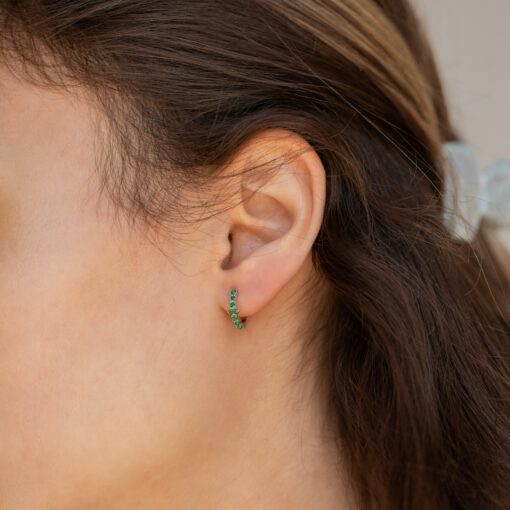 Emerald Elegance Caitlyn's Baguette Hoops for Everyday Glamour - Image 4