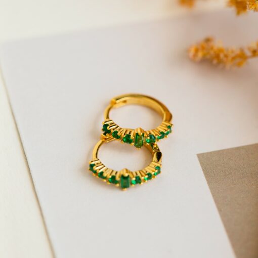 Emerald Elegance Caitlyn's Baguette Hoops for Everyday Glamour - Image 3