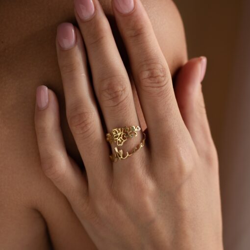 Birth Flower Name Ring Personalized Floral Jewelry for a Timeless Statement - Image 2