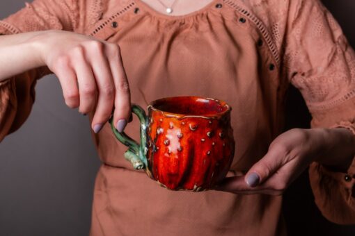 Bewitching Pumpkin Mugs A Spooktacular Duo of Handmade Ceramic Cups - Image 5