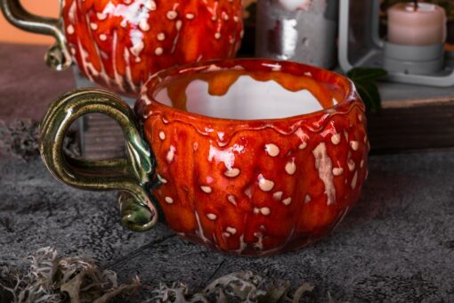 Bewitching Pumpkin Mugs A Spooktacular Duo of Handmade Ceramic Cups - Image 3
