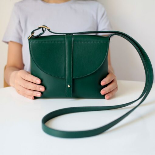 Forest Green Leather Crossbody Box Bag Timeless Style, Unmatched Versatility - Image 3