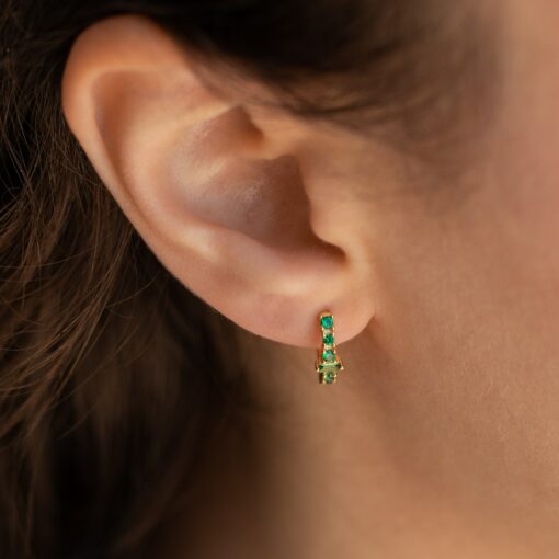 Emerald Elegance Caitlyn's Baguette Hoops for Everyday Glamour - Image 6