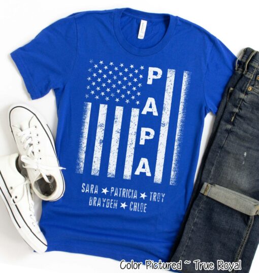 Celebrate Fatherhood with a Personalized Papa Flag Shirt A Unique Gift for the Special Man in Your Life - Image 3