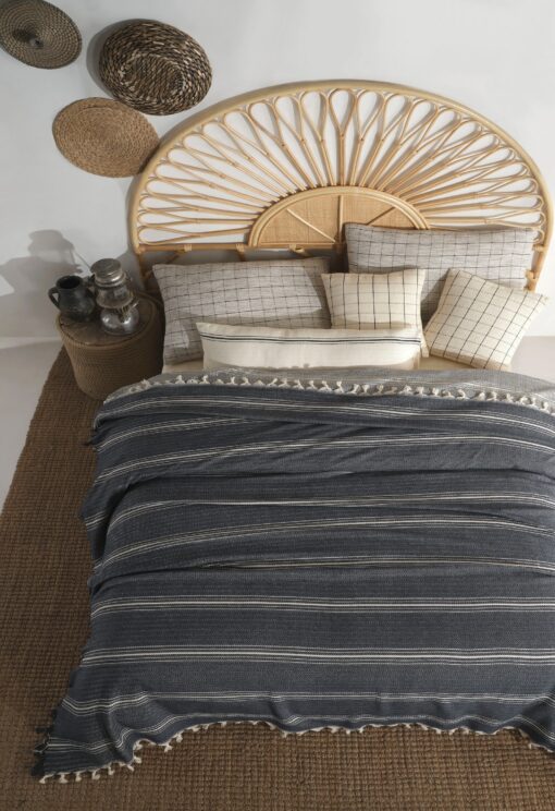 Boho Bliss Navy Blue and Cream Woven Cotton Bedspread for King Size, Perfect for Summer Nights and Mother's Day - Image 6