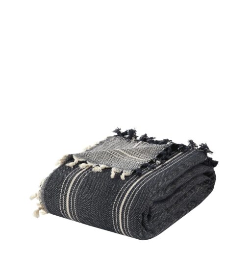 Boho Bliss Navy Blue and Cream Woven Cotton Bedspread for King Size, Perfect for Summer Nights and Mother's Day - Image 2
