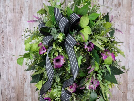 Summer's Embrace Purple Floral Wreath with Serene Charm - Image 2